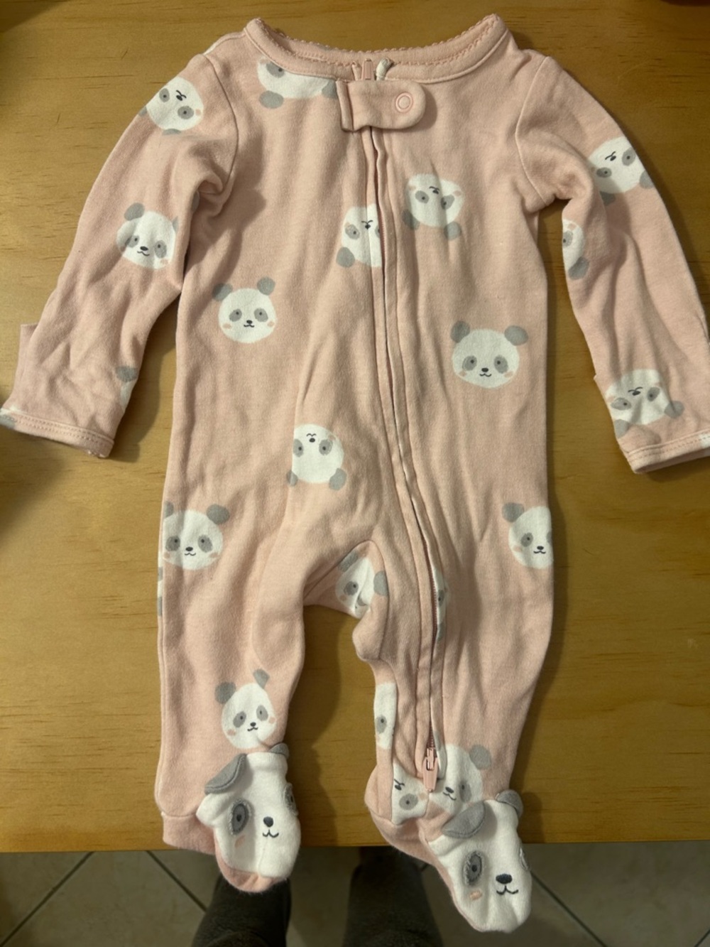 Carter's Pink Panda Footed One-Piece
